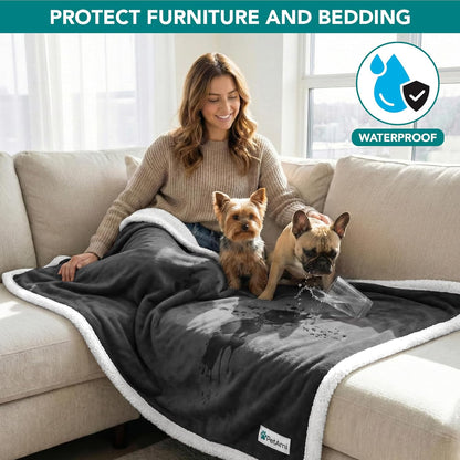 Waterproof Dog Blanket for Small Dog Puppy Cat, 29X40, Charcoal
