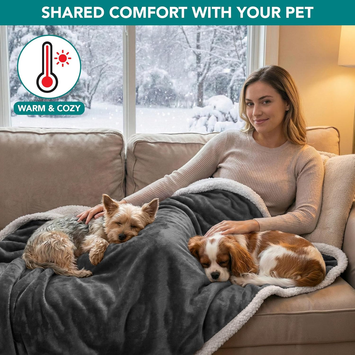 Waterproof Dog Blanket for Small Dog Puppy Cat, 29X40, Charcoal