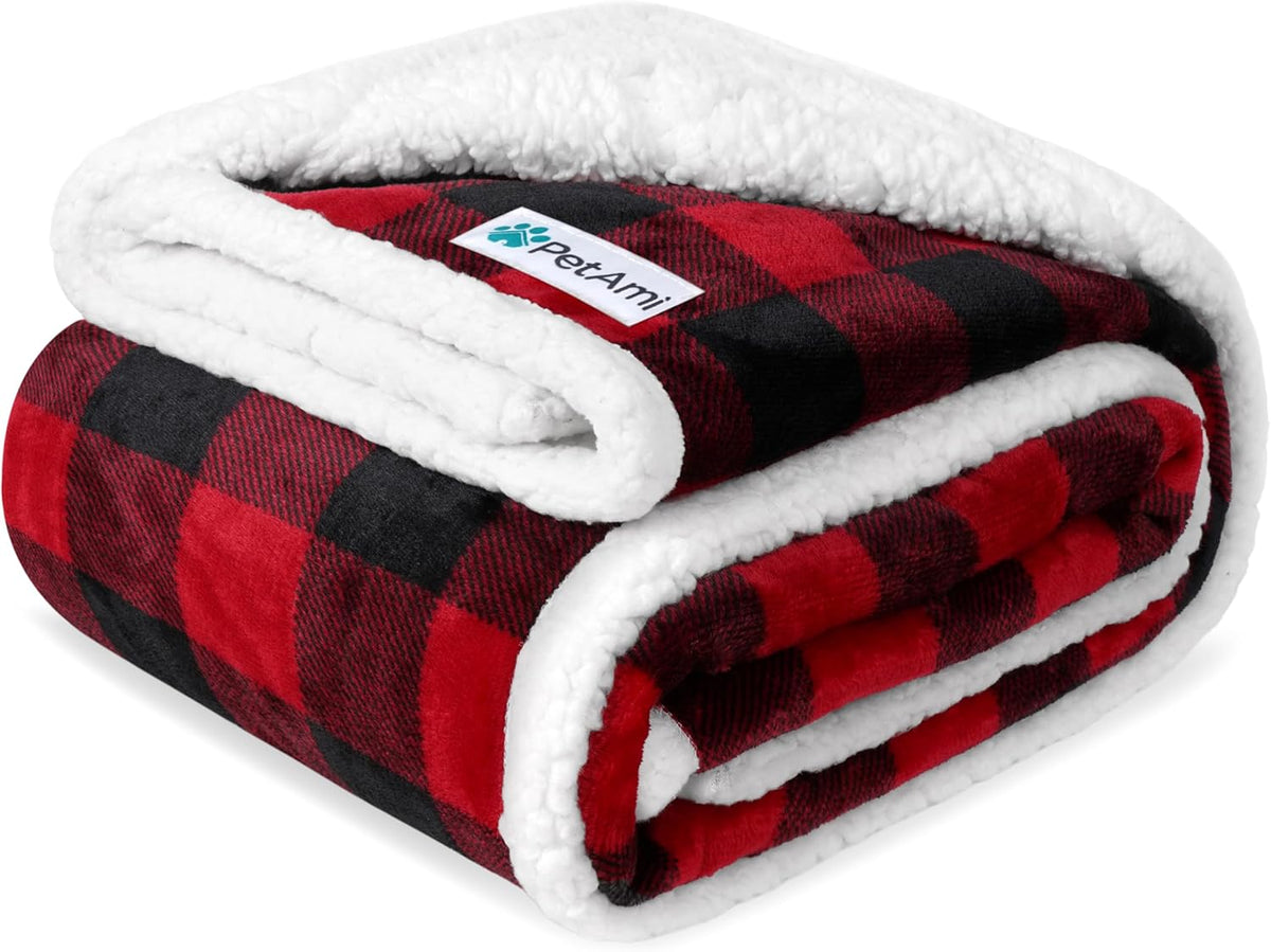 Waterproof Dog Blanket for Large Dog Cat Pet, 60X80, Black Red