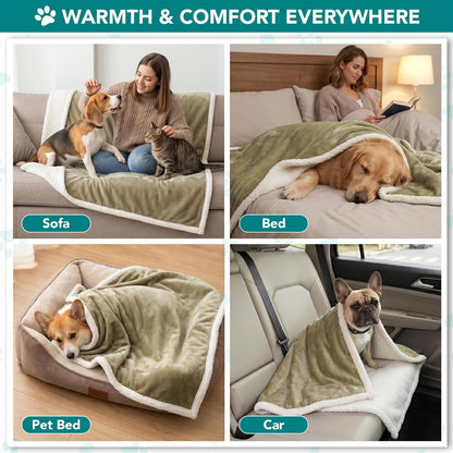 Dog Blanket for Large Medium Pets Cats, 80X60 Twin Size XL, Taupe