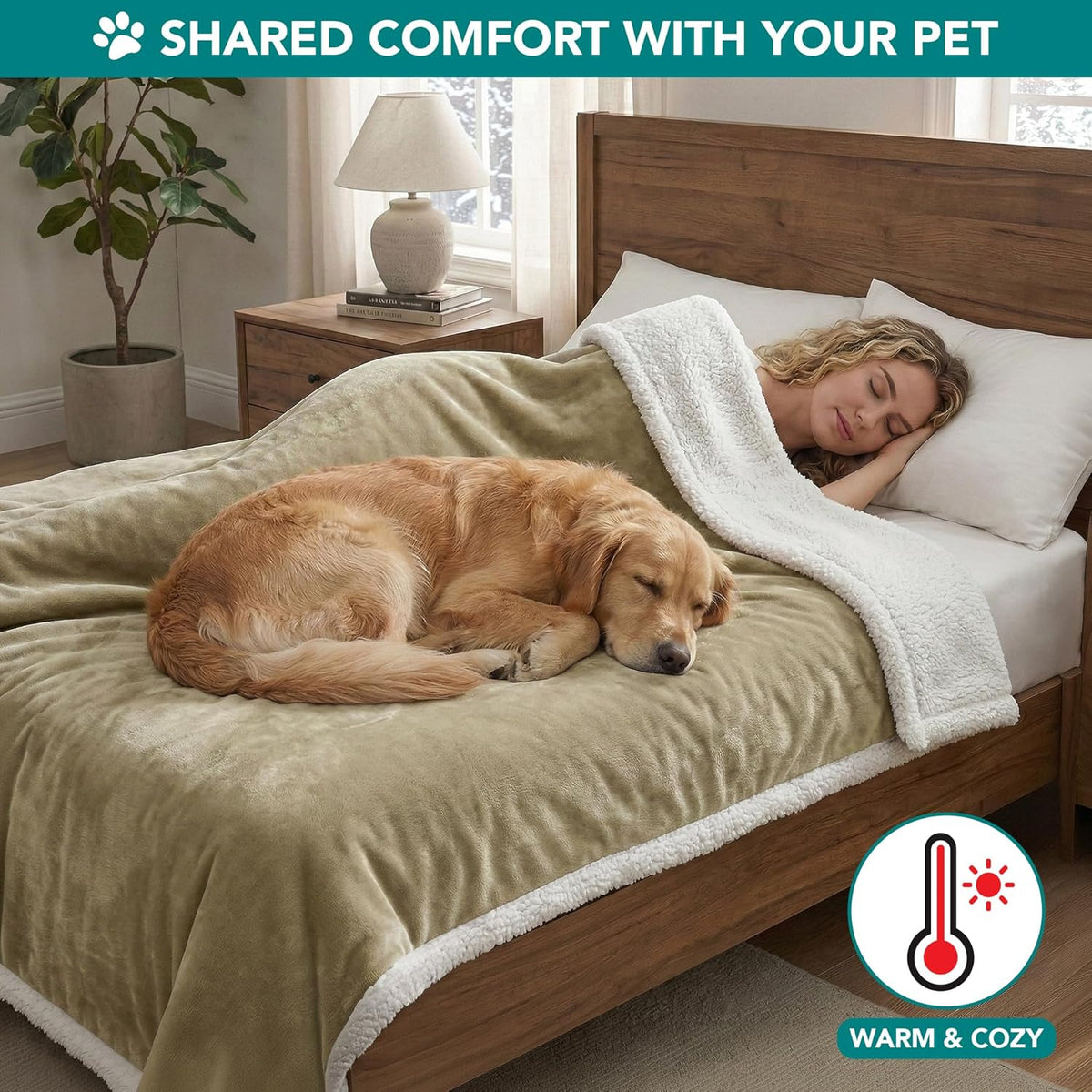 Dog Blanket for Large Medium Pets Cats, 80X60 Twin Size XL, Taupe