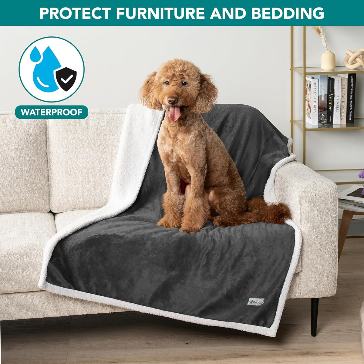 Waterproof Dog Blanket for Small Dog Puppy Cat, 29X40, Charcoal